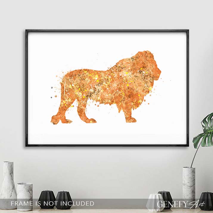 Lion Watercolour Wall Art