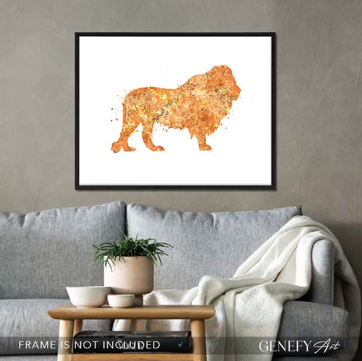 Lion Watercolour Wall Art
