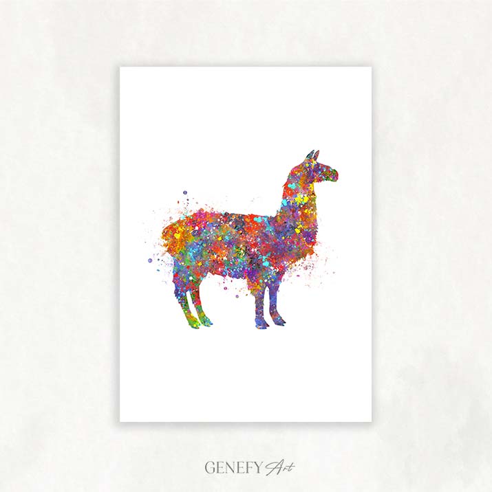 Llama Watercolour Print