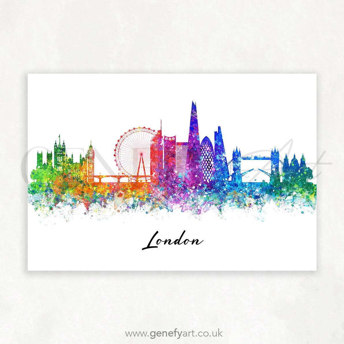 London Skyline Watercolour Print - Genefy Art