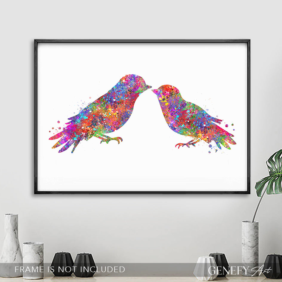 Love Birds Watercolour Art Print