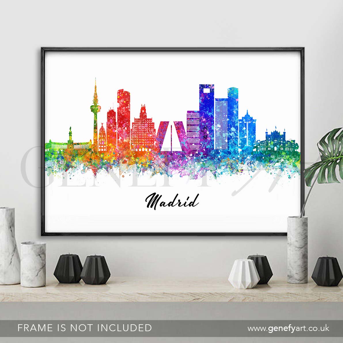 Madrid Skyline Watercolour Print - Genefy Art