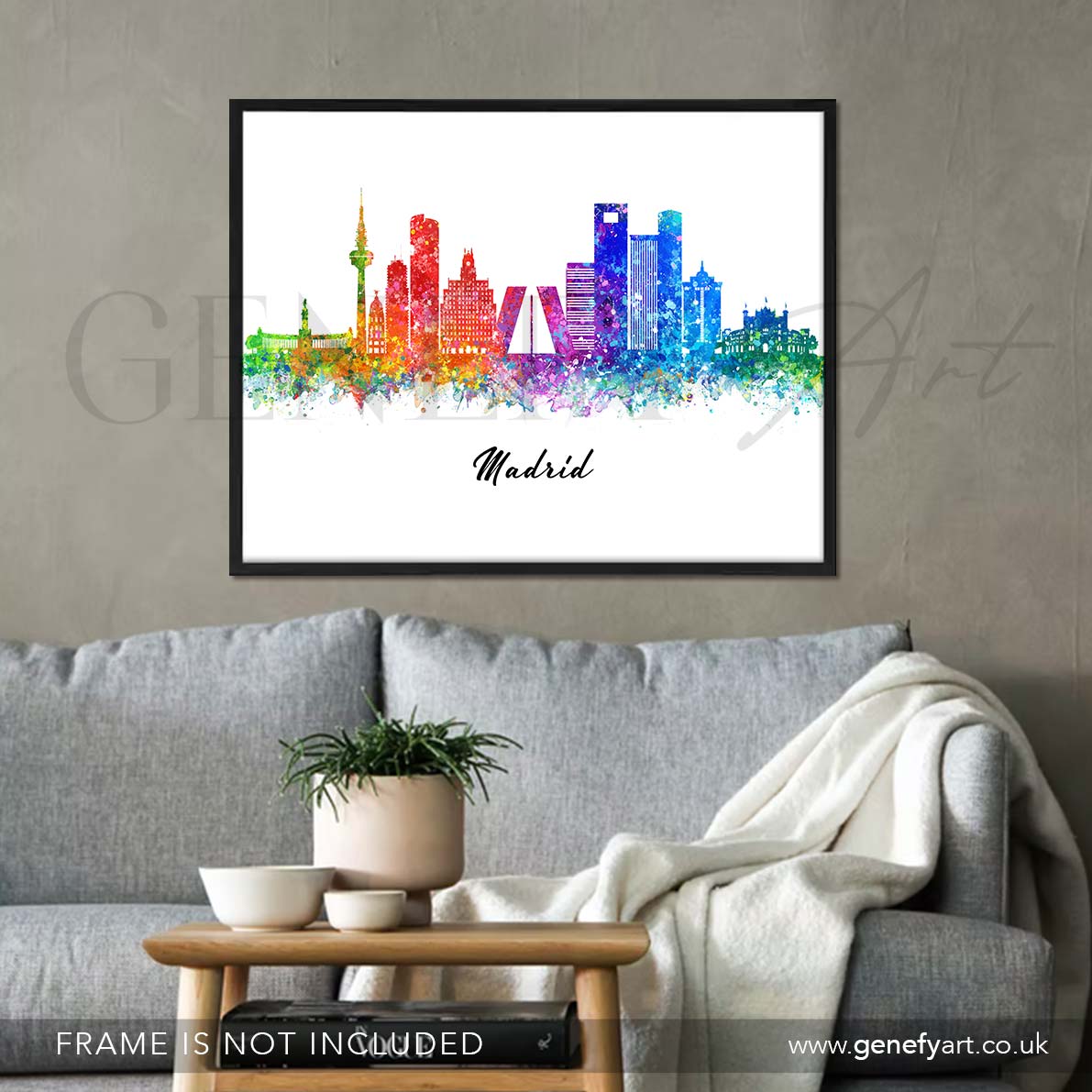 Madrid Skyline Watercolour Print - Genefy Art