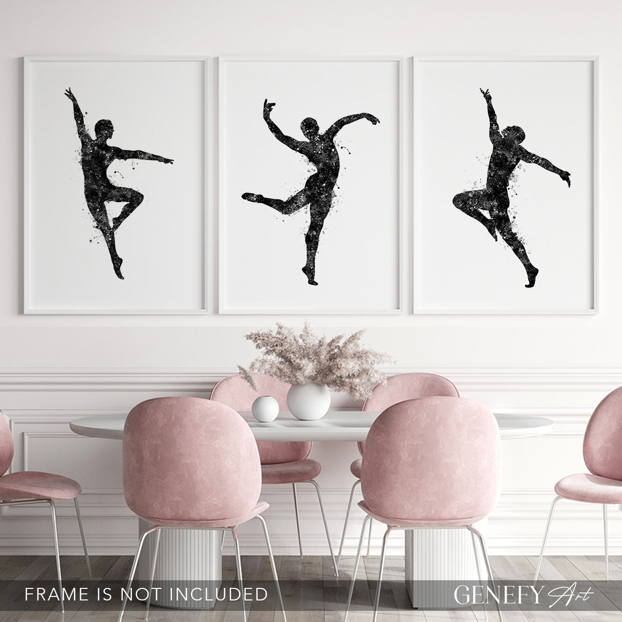 Male Dancer Black and White Art Set of 3 Prints