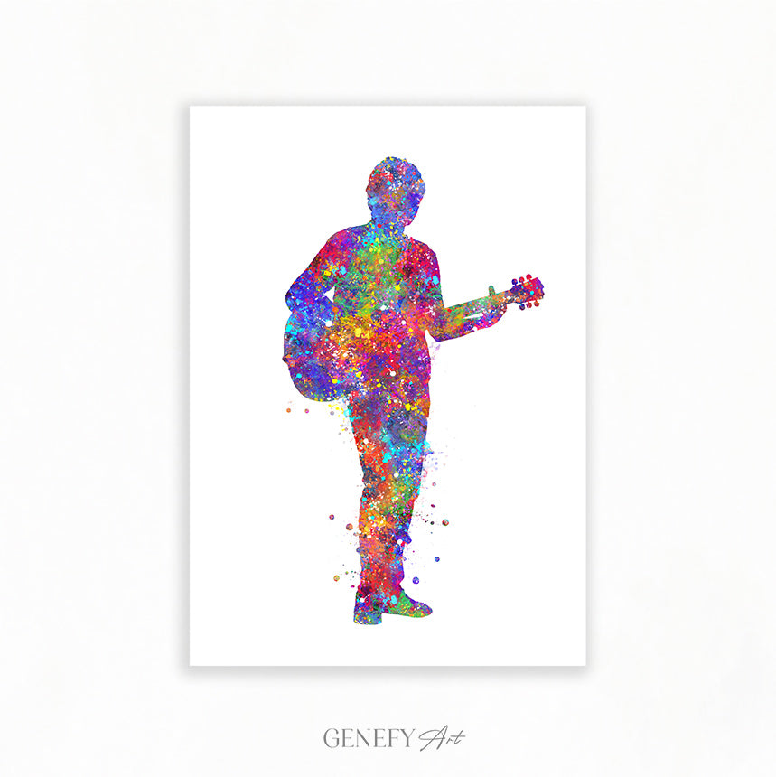 Male Guitarist Watercolour Art