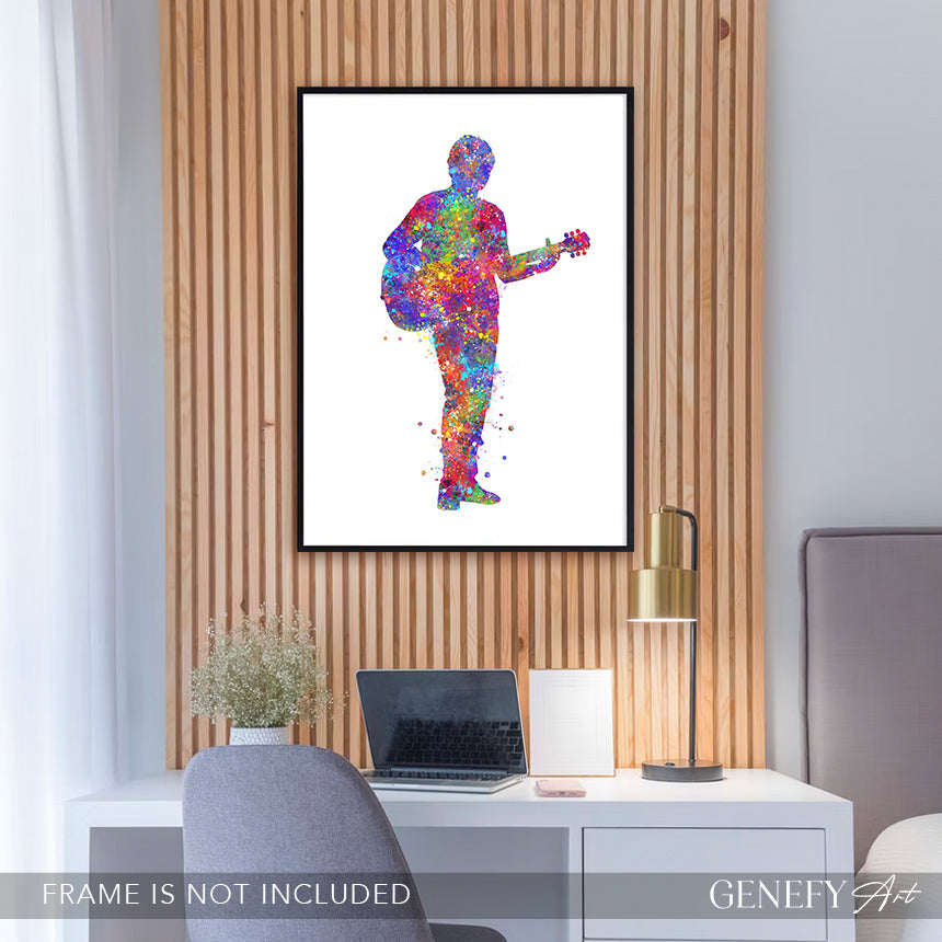 Male Guitarist Watercolour Art
