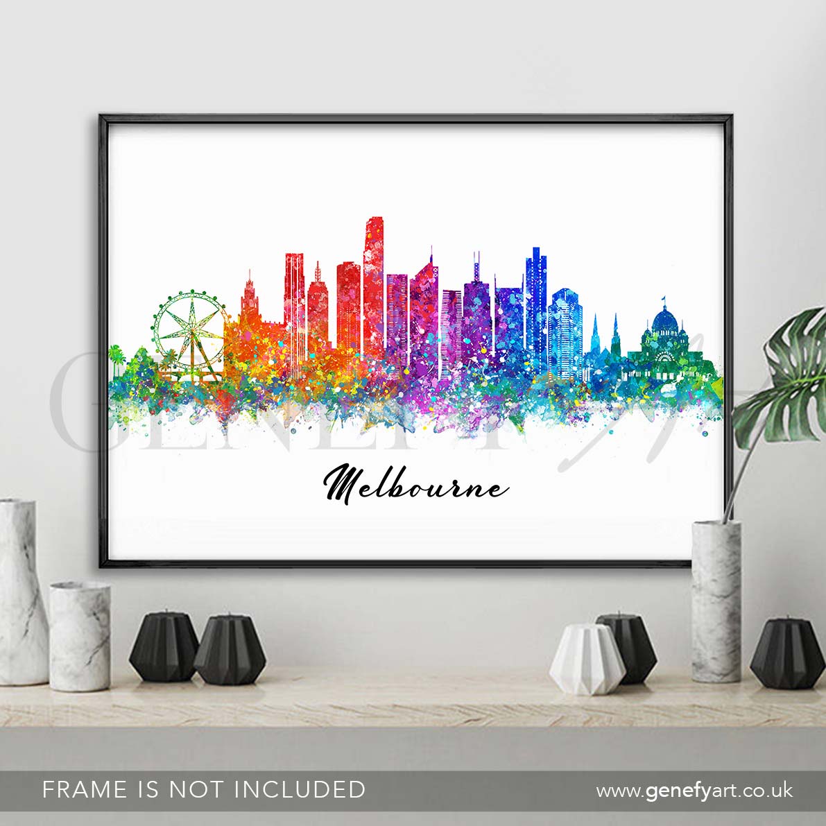 Melbourne Skyline Watercolour Art Print - Genefy Art