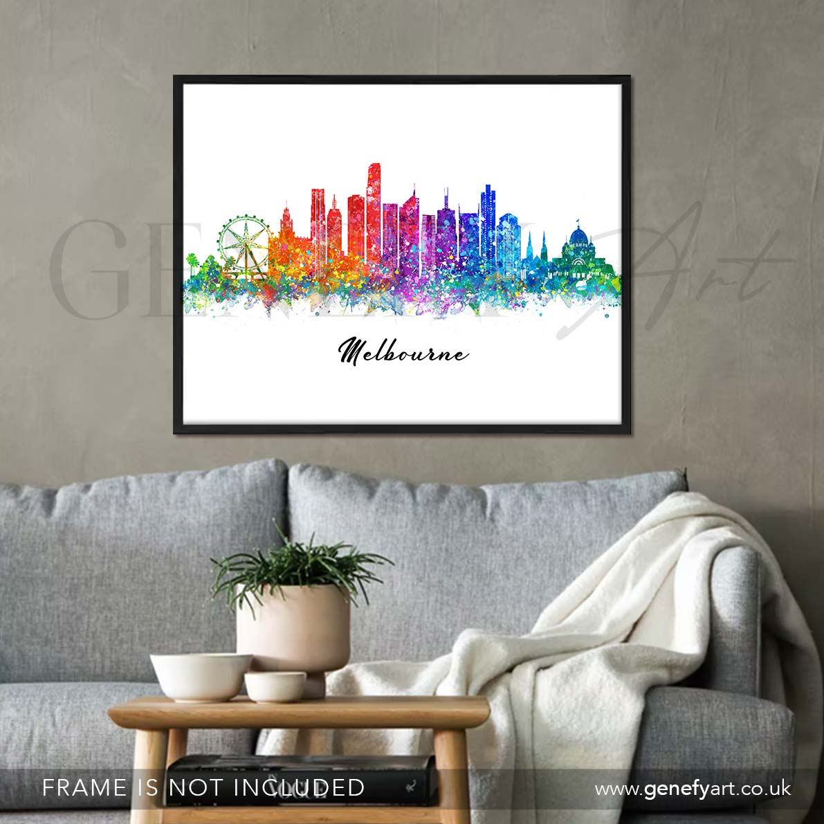 Melbourne Skyline Watercolour Art Print - Genefy Art