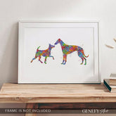 Miniature Pinscher and Whippet Watercolour Print