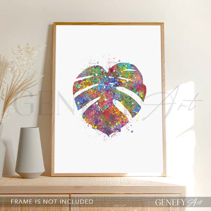 Monstera Leaf Watercolour Print - Genefy Art