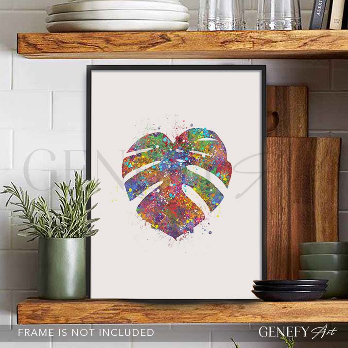 Monstera Leaf Watercolour Print - Genefy Art