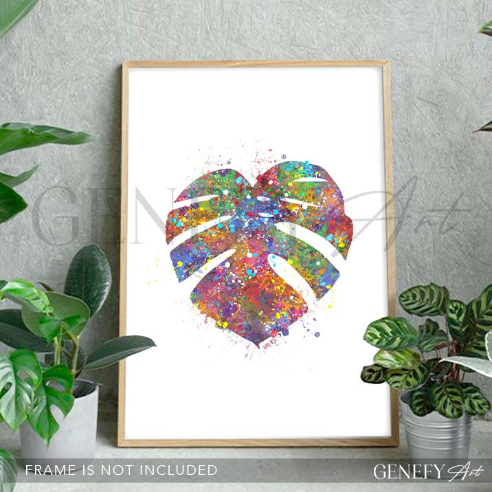 Monstera Leaf Watercolour Print - Genefy Art