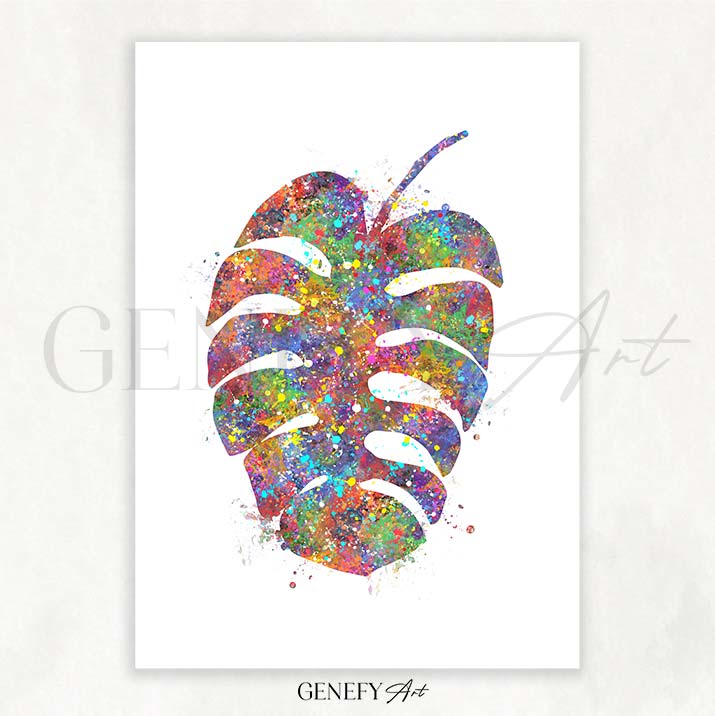 Monstera Leaf Watercolour Print - Genefy Art