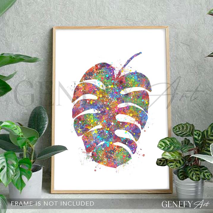 Monstera Leaf Watercolour Print - Genefy Art