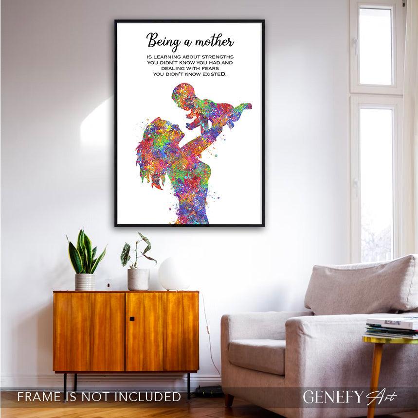 Being A Mother Inspirational Quote Art Print - Genefy Art
