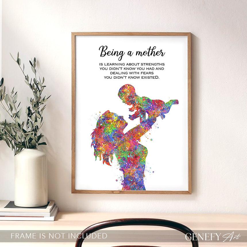 Being A Mother Inspirational Quote Art Print - Genefy Art