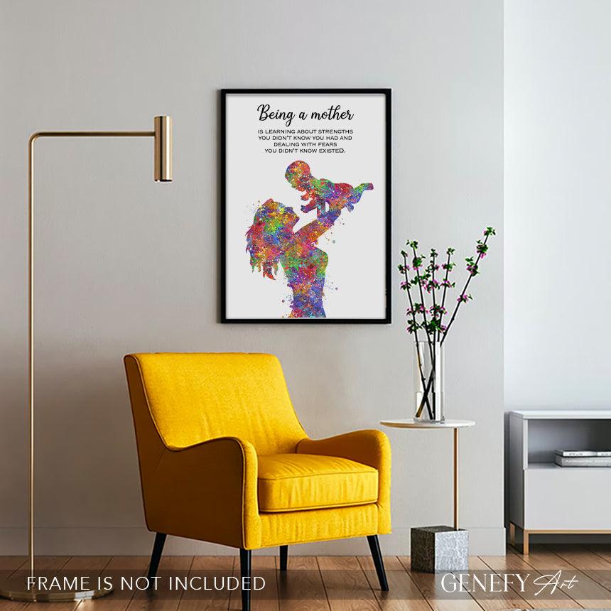Being A Mother Inspirational Quote Art Print - Genefy Art