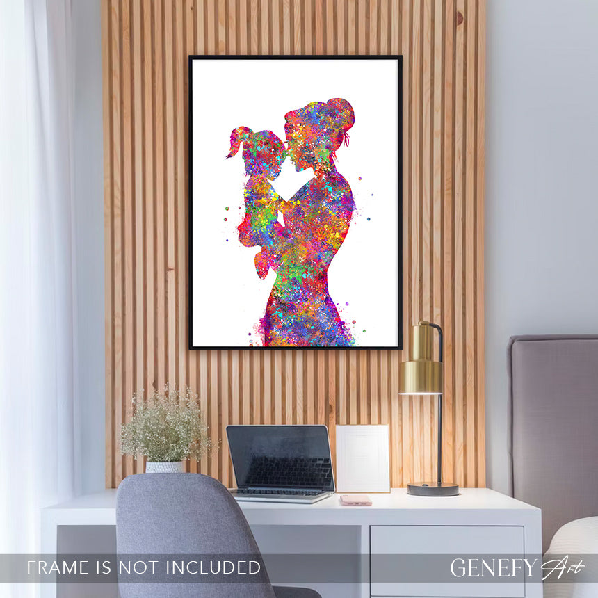 Mother and Daughter Watercolour Art Print