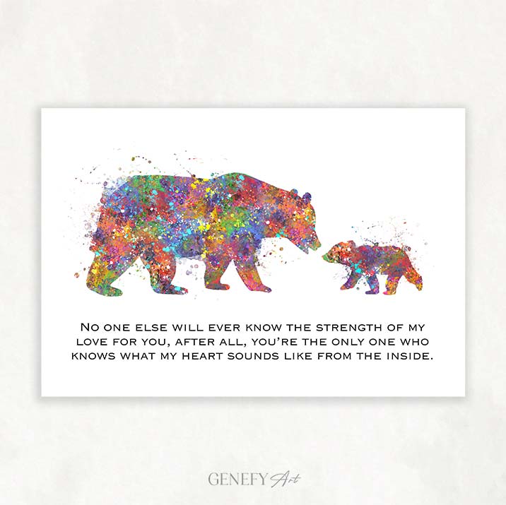 Mother and Baby Bear Quote Watercolour Print