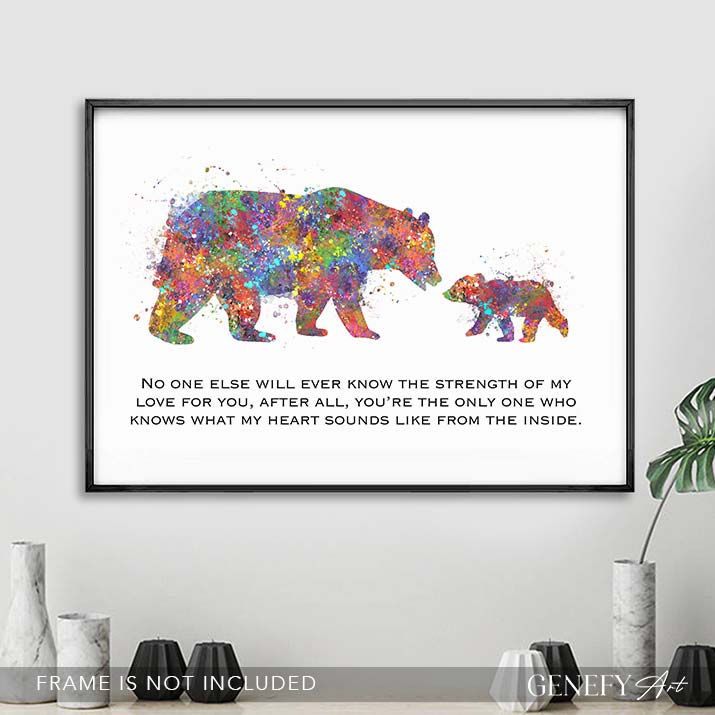 Mother and Baby Bear Quote Watercolour Print