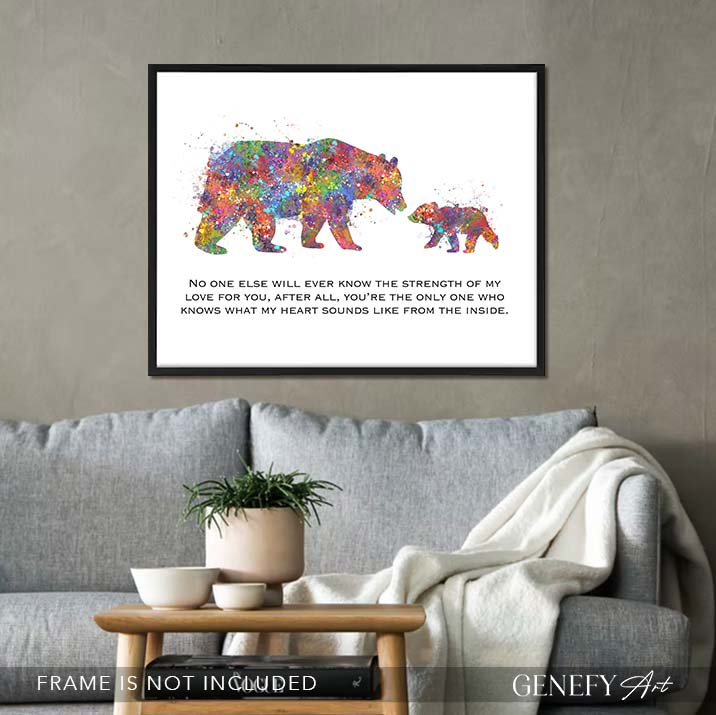 Mother and Baby Bear Quote Watercolour Print
