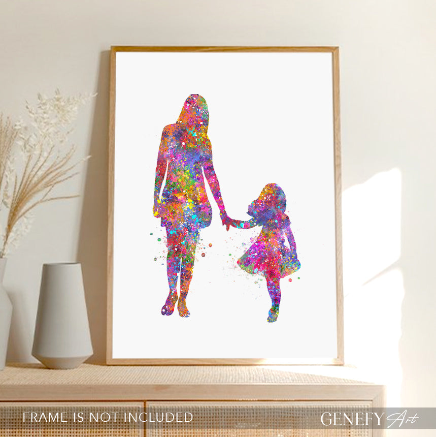 Mother and Daughter Holding Hands Art Print