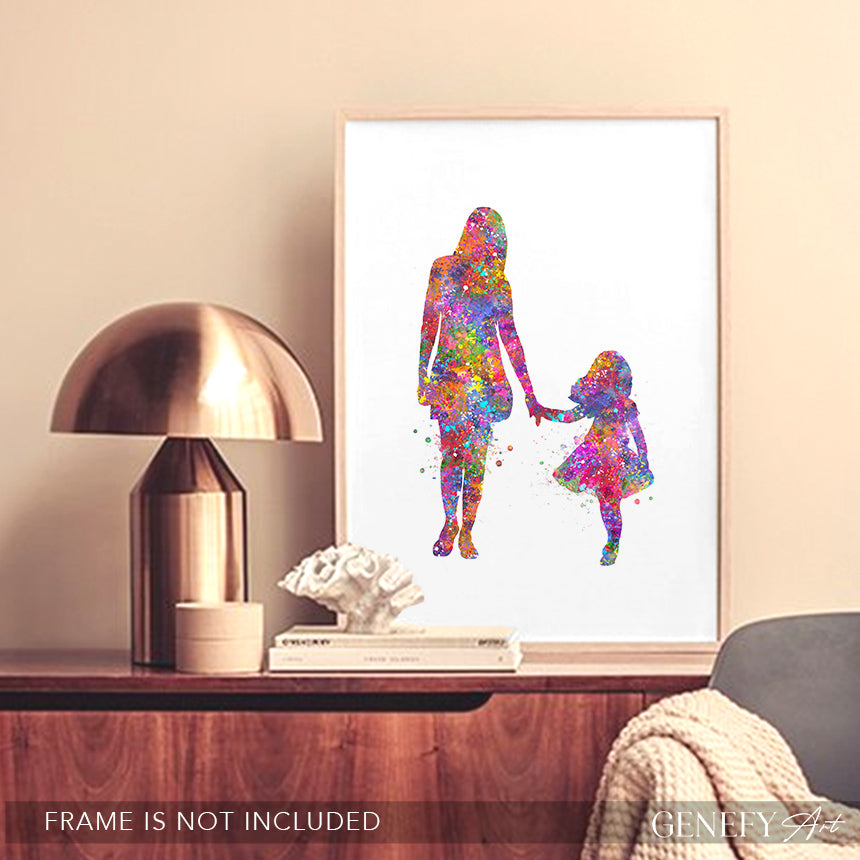 Mother and Daughter Holding Hands Art Print
