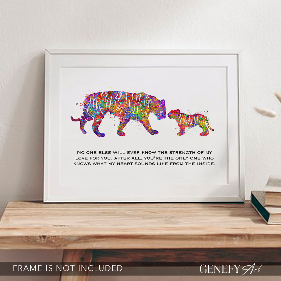 Mother and Baby Tiger Watercolour Art Print
