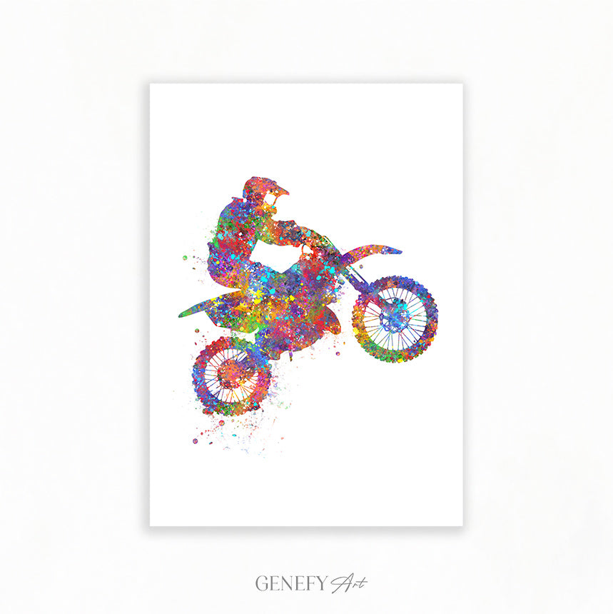 Motocross Watercolour Art Print