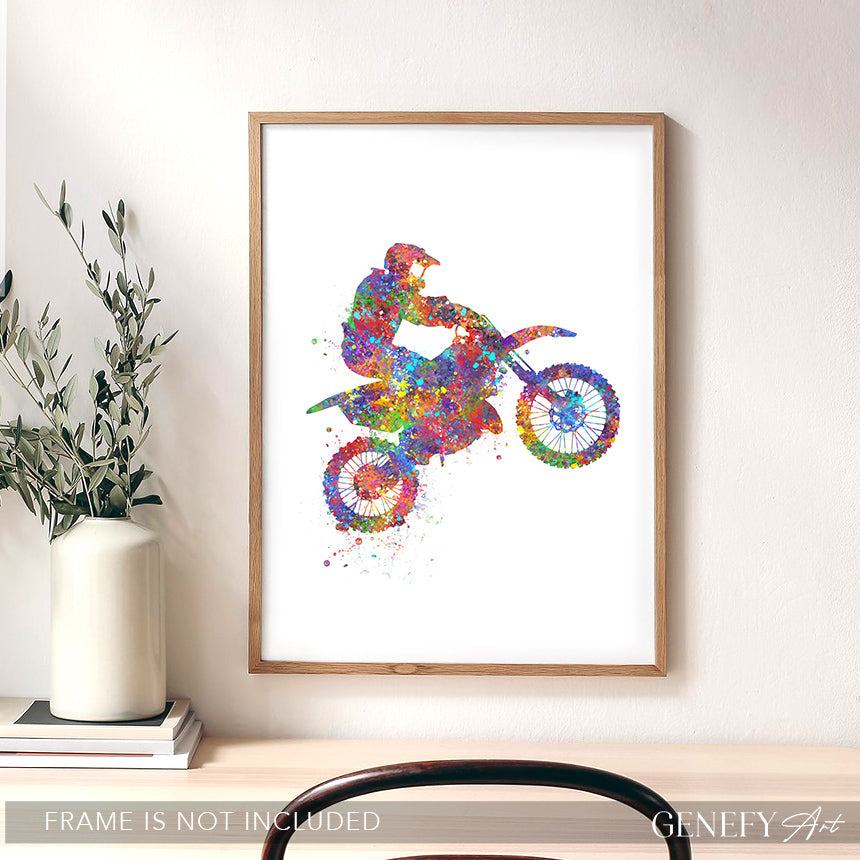 Motocross Watercolour Art Print