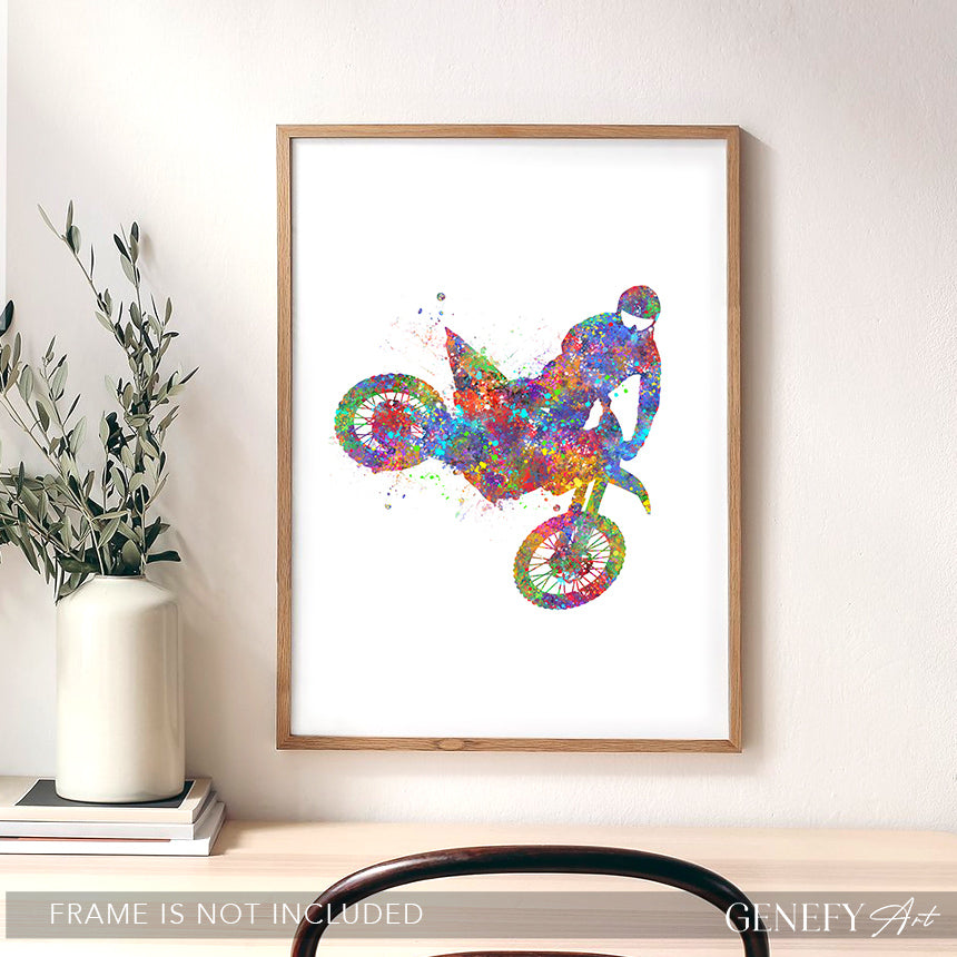 Motocross Watercolour Art Print