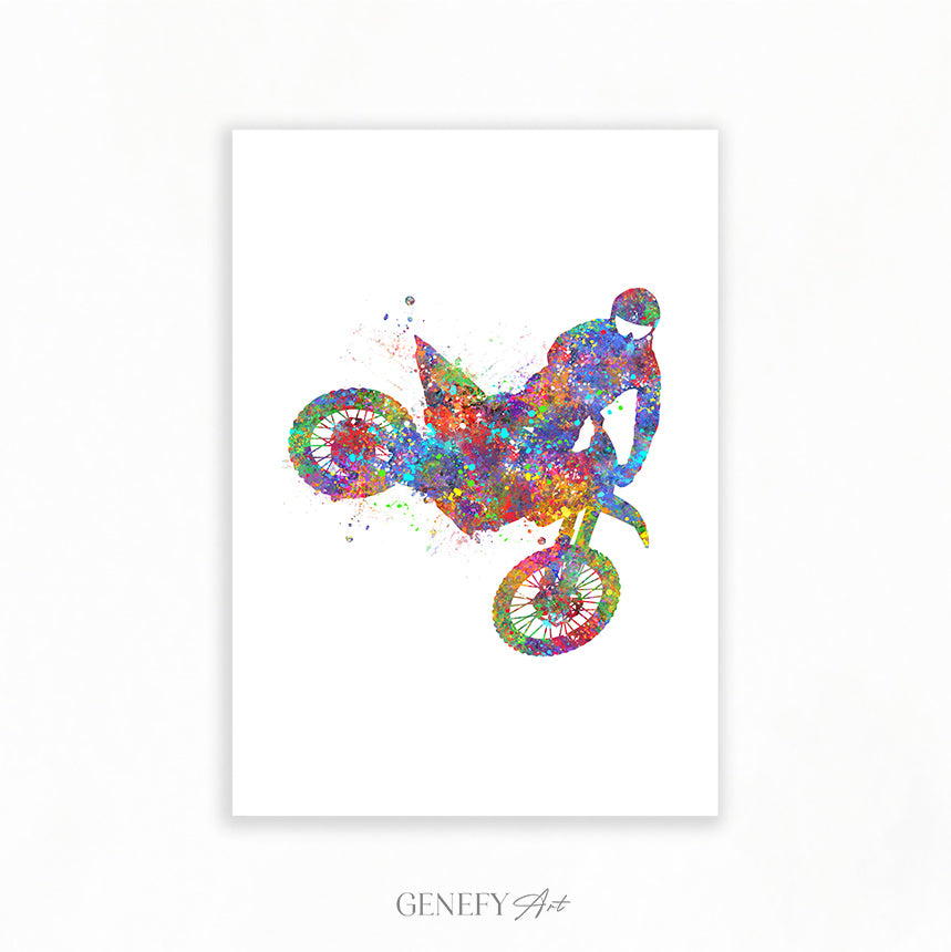 Motocross Watercolour Art Print