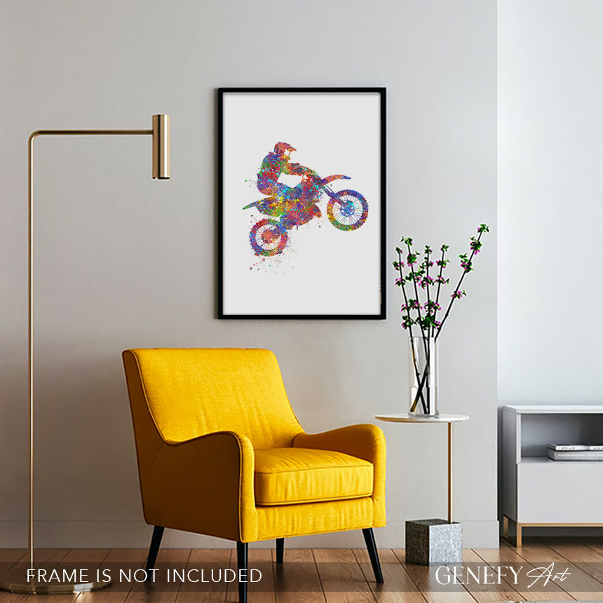 Motocross Watercolour Art Print