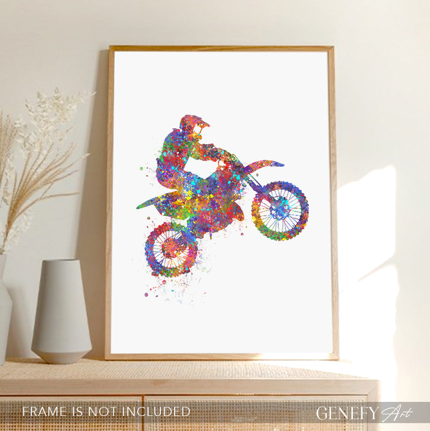 Motocross Watercolour Art Print
