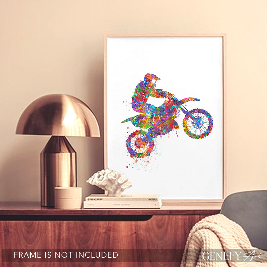 Motocross Watercolour Art Print