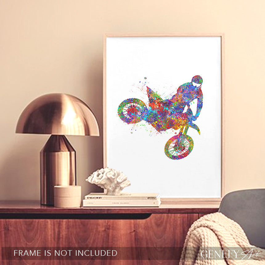 Motocross Watercolour Art Print