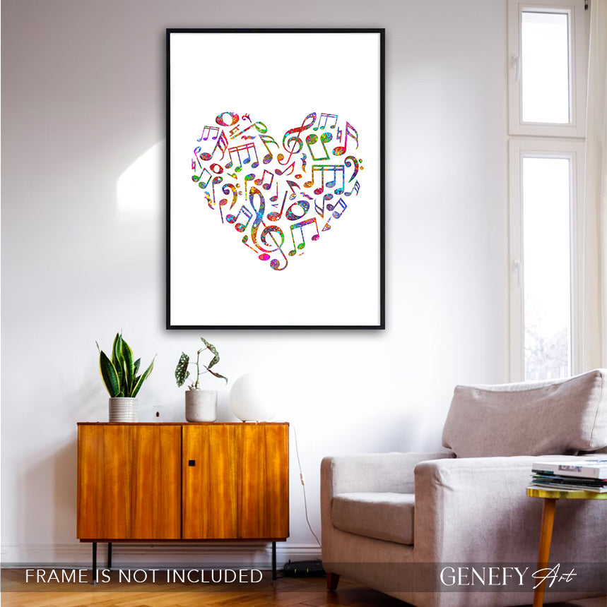 Music Love Notes Watercolour Art Print