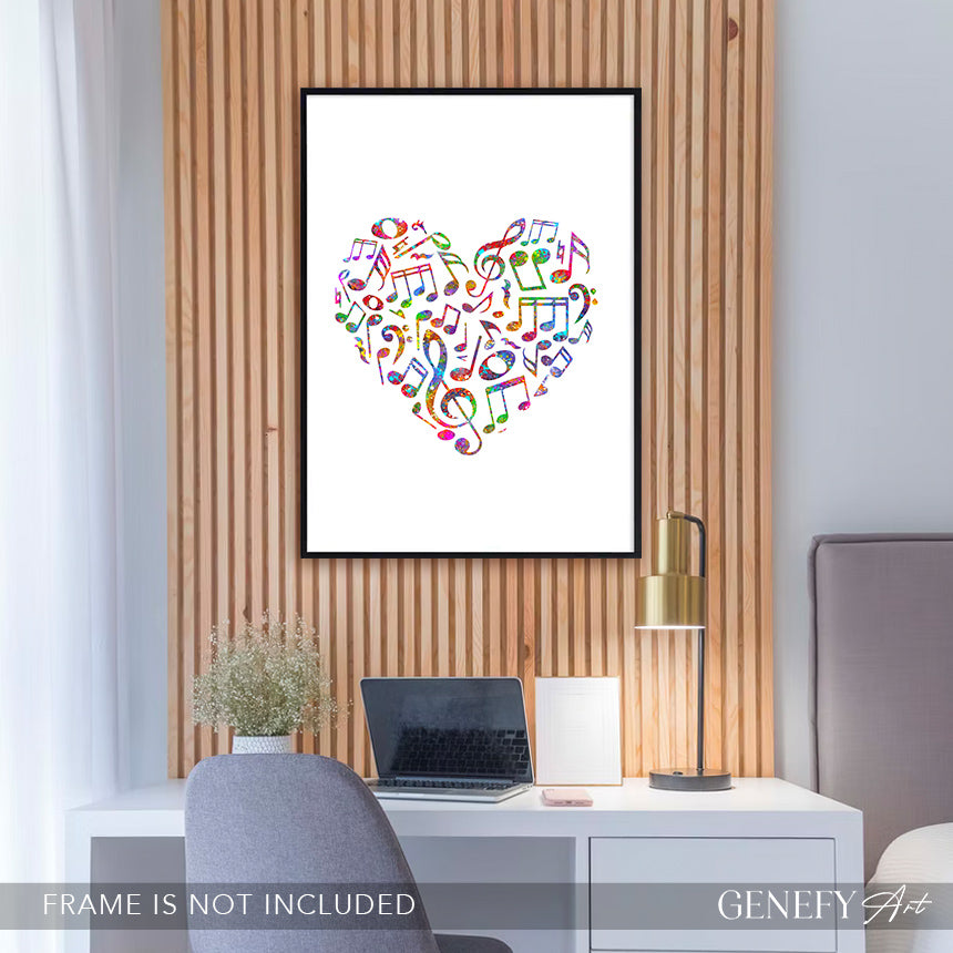 Music Love Notes Watercolour Art Print