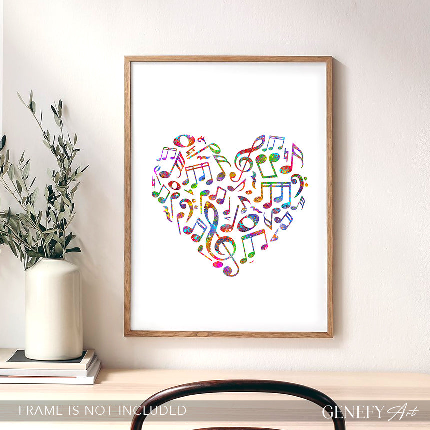Music Love Notes Watercolour Art Print