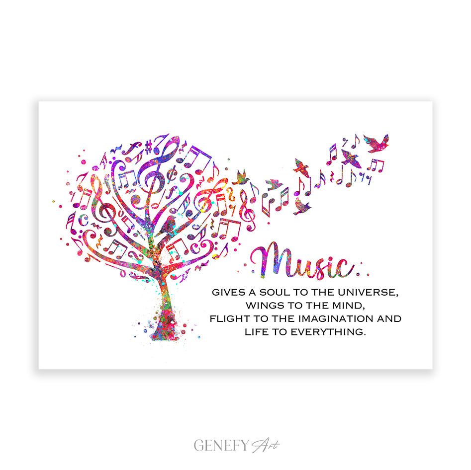 Musical Tree with Notes Art Print