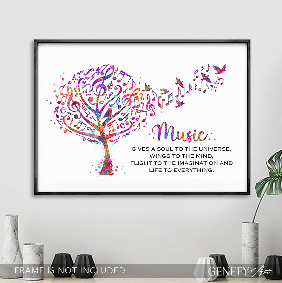 Musical Tree with Notes Art Print