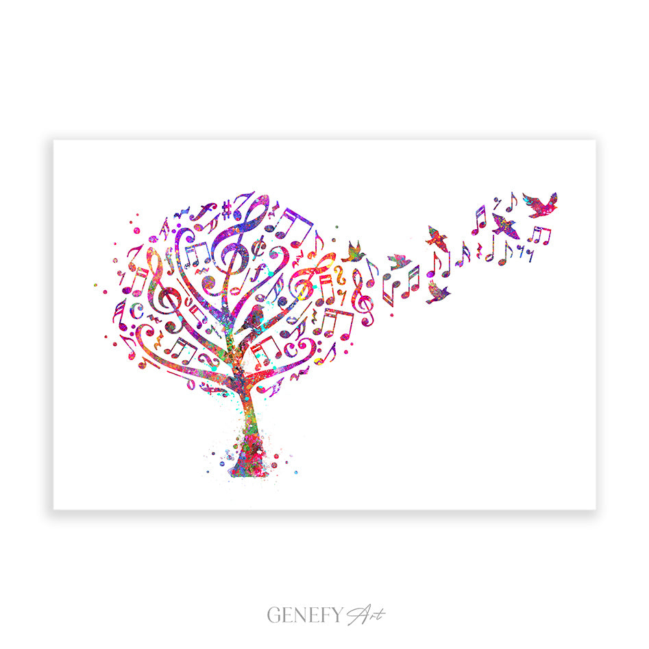 Musical Tree with Notes Art Print