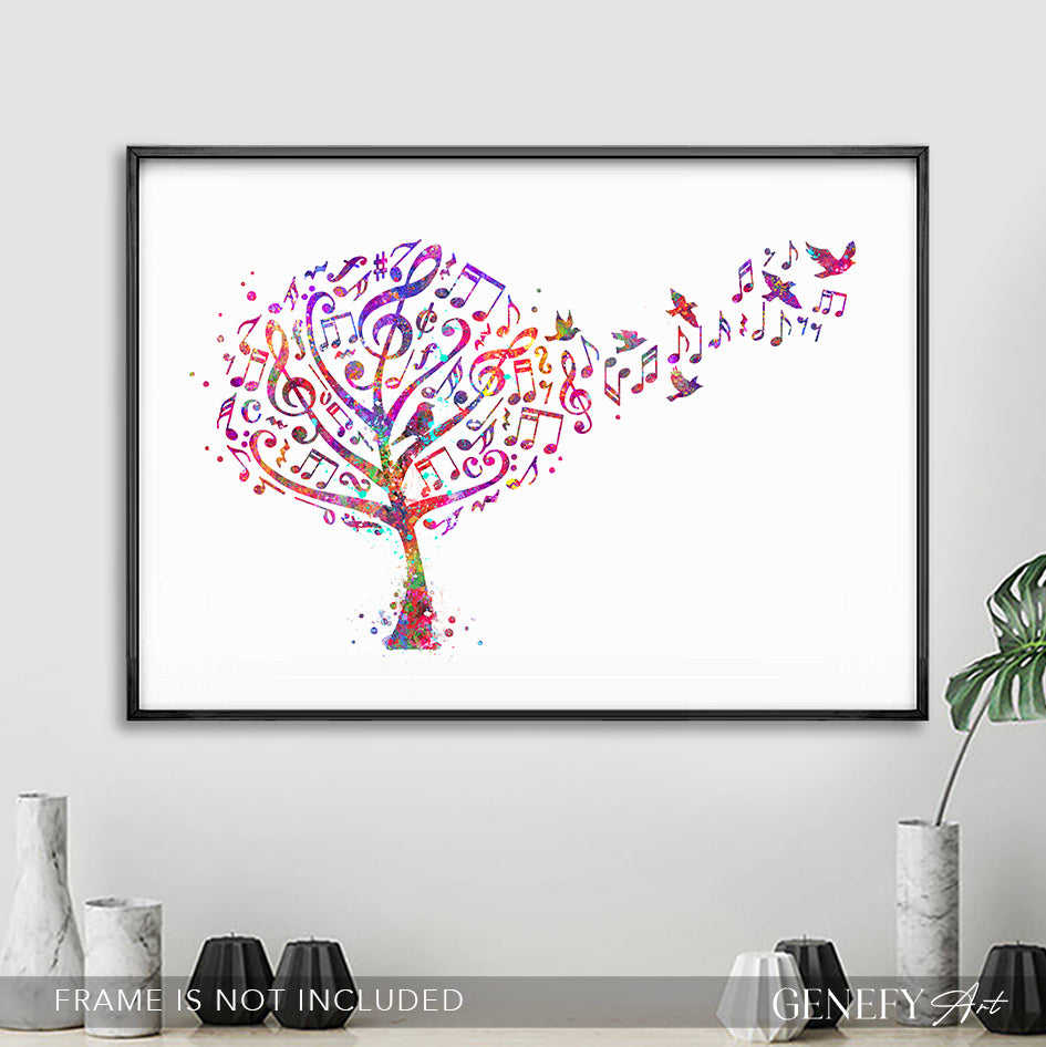 Musical Tree with Notes Art Print