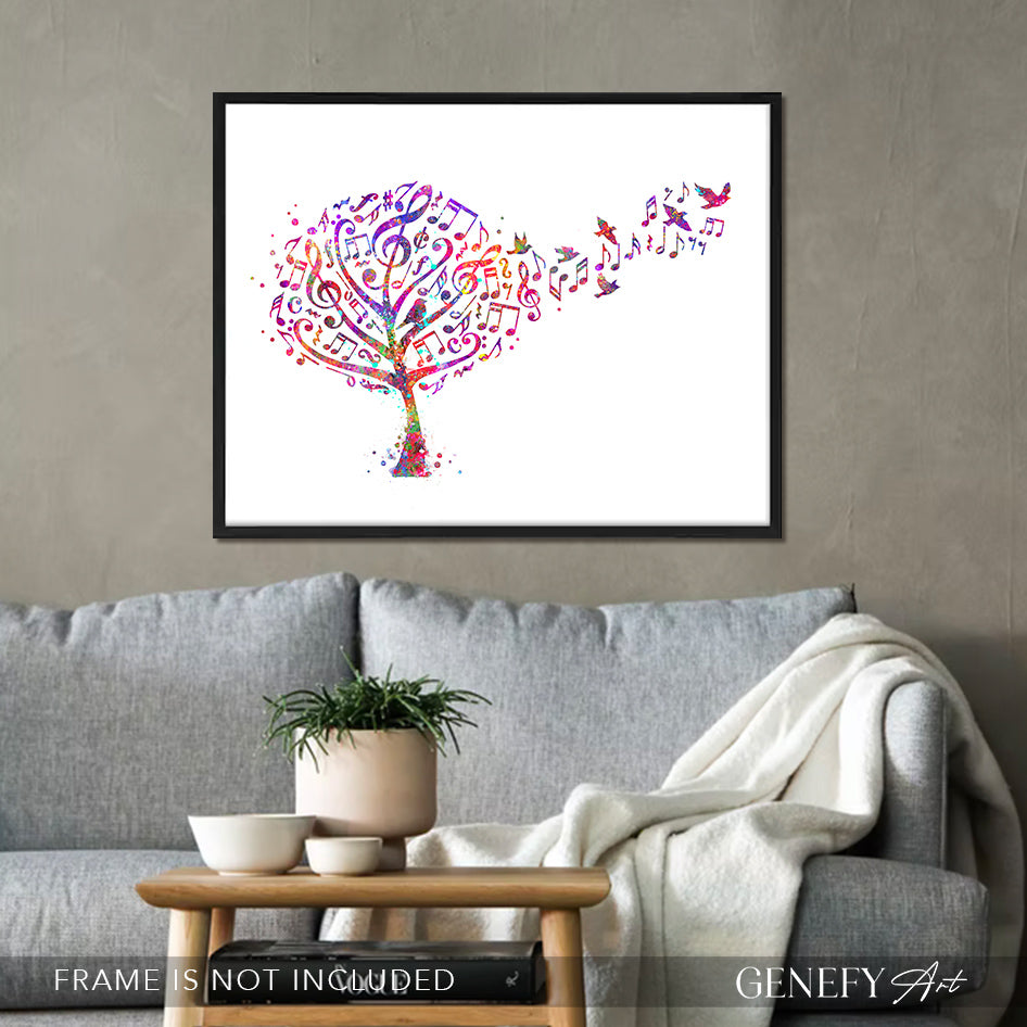 Musical Tree with Notes Art Print