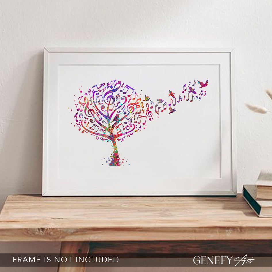 Musical Tree with Notes Art Print