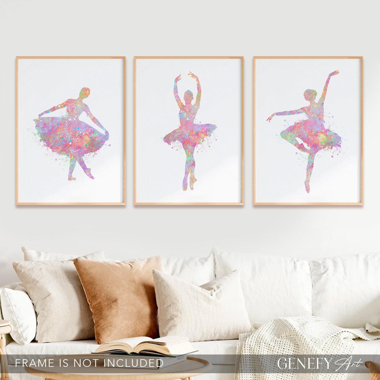 Ballerina Pastel Watercolour Art Set of 3 Prints - Genefy Art