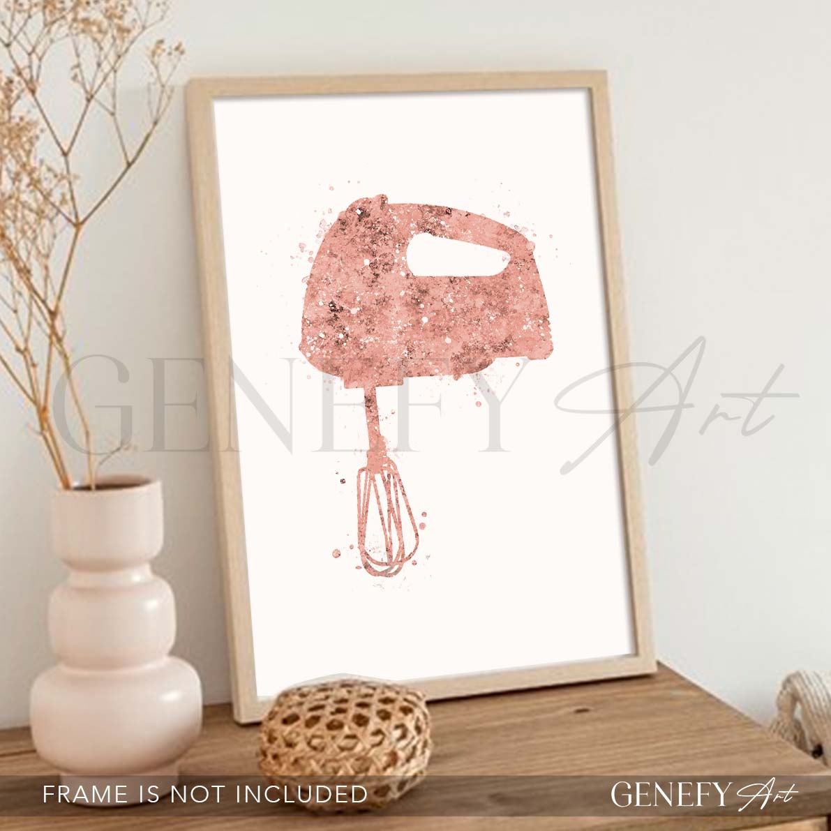Pink Kitchen Hand Mixer Watercolour Print