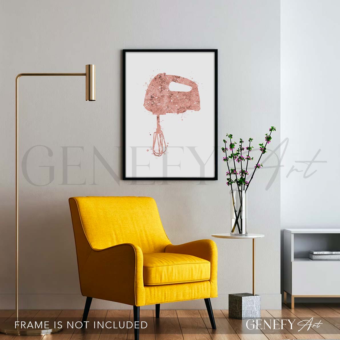 Pink Kitchen Hand Mixer Watercolour Print