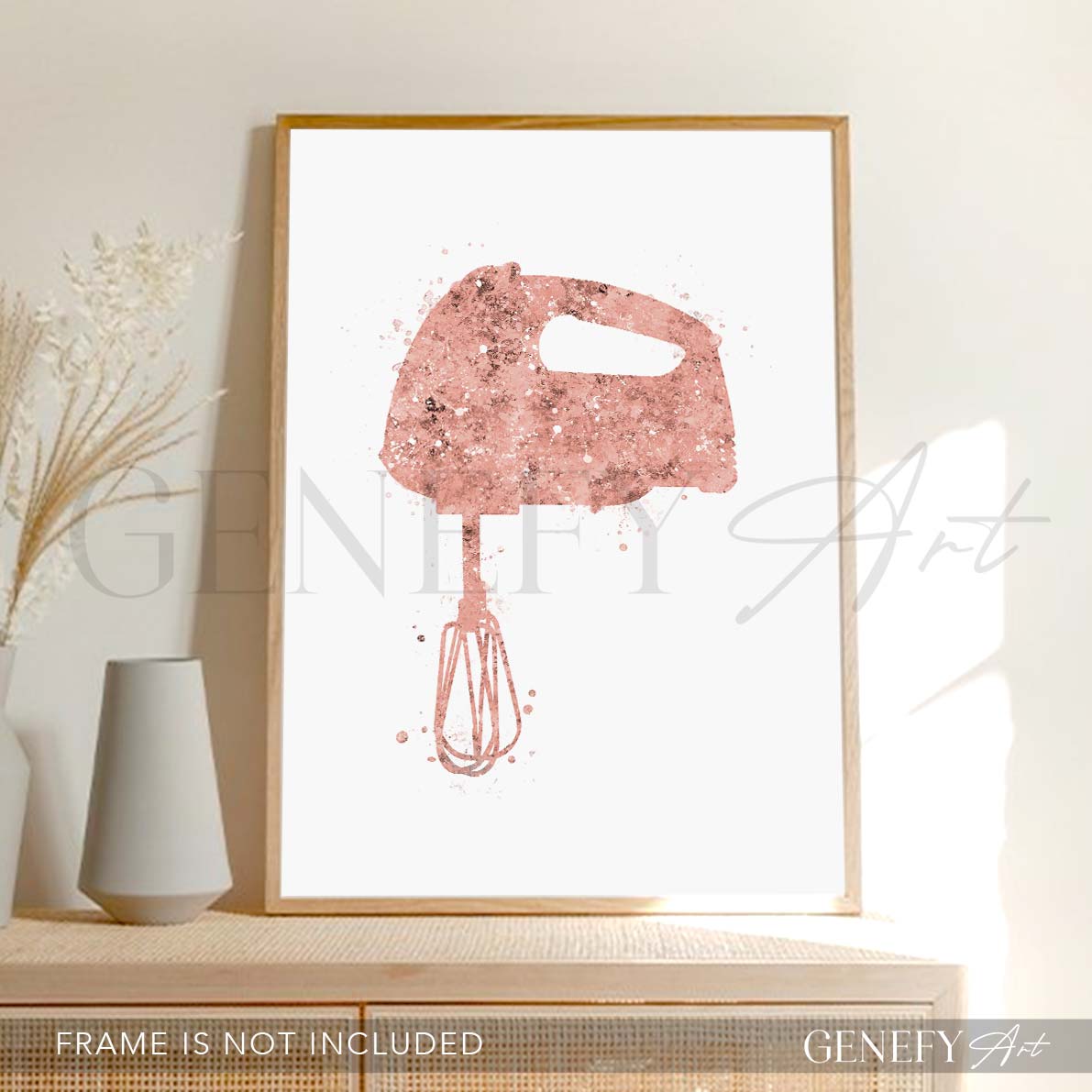 Pink Kitchen Hand Mixer Watercolour Print