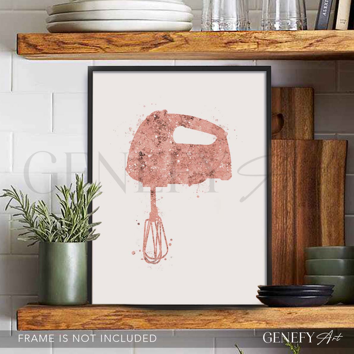 Pink Kitchen Hand Mixer Watercolour Print